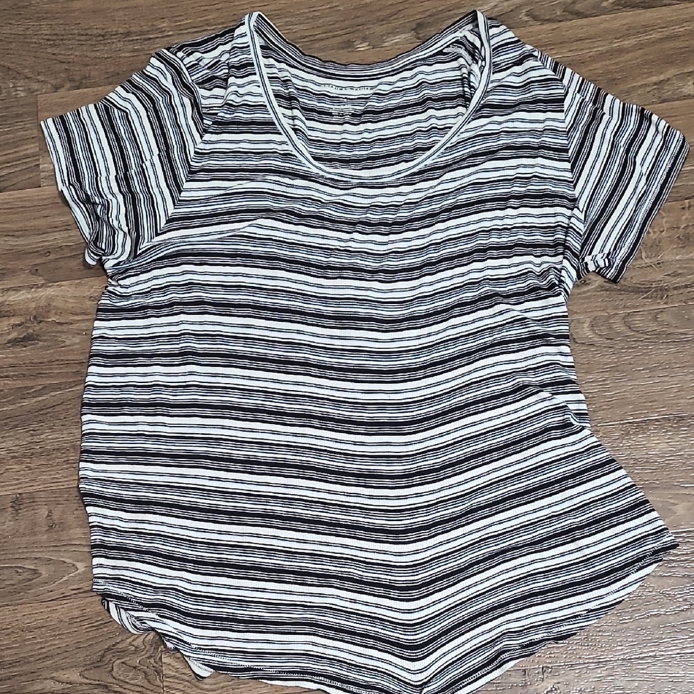 American Eagle Striped Ribbed Tee